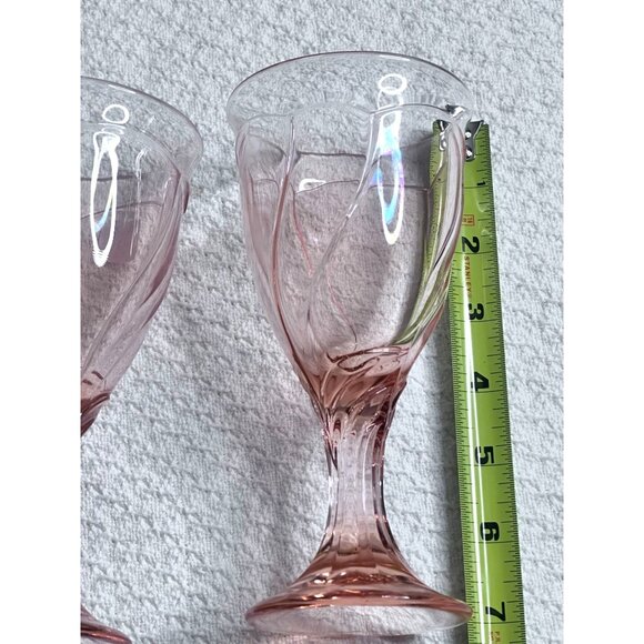 Two Sweet Swirl Pink Water Goblets Ice Water Footed Glasses Noritake Replacement - Picture 8 of 10